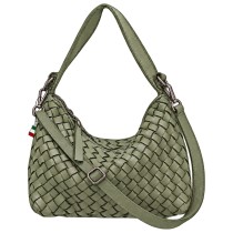 Florence Damen Umhängetasche geflochtenes Leder Tasche hellgrün OTF888L2