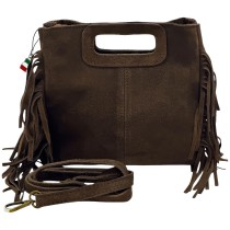 Florence Damen Handtasche kleine Fransen Wildledertasche dunkelbraun OTF890N5