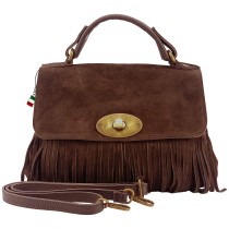 Florence Damen Handtasche Fransen Wildledertasche dunkelbraun OTF891N5