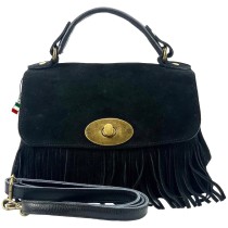 Florence Damen Handtasche Fransen Wildledertasche schwarz OTF891S1
