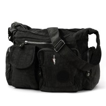 Bag Street Schultertasche Nylon schwarz Modische Umhängetasche Crossover OTJ205S