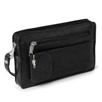 DrachenLeder Handgelenktasche Herren schwarz Echtleder Herrenhandtasche OTJ502S