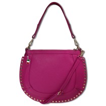Florence Damen Schulter-Satteltasche mit Nieten Echtleder pink OTM105P