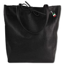 Florence ital. Shopper Echtleder Damen Business schwarz OTM107S