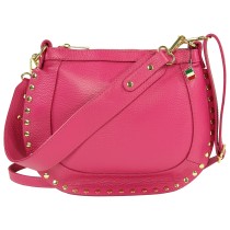 Florence Damen Schulter-Satteltasche mit Nieten Echtleder fuchsia OTM113P