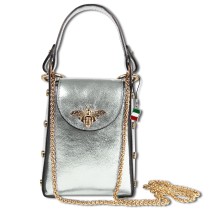 Florence Biene Damen Handtasche Echtleder silber metallic OTM802J