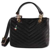 Florence Damen gesteppte Handtasche Echtleder schwarz OTM810S