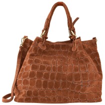 Florence Damen Schultertasche Wildleder geprägt Tasche mittelbraun OTM819C6