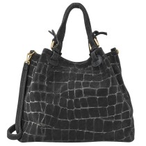 Florence Damen Schultertasche Wildleder geprägt Tasche schwarz OTM819S3