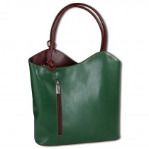 Toscanto Damen Schultertasche Rucksack Leder Tasche grün braun OTT106SG