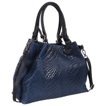 Toscanto Damen Handtasche Umhängetasche Leder Tasche jeansblau OTT163HM