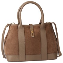 Toscanto Damen Schultertasche Leder Tasche taupe dunkelgrau OTT186SI6