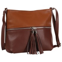 Toscanto Damen Umhängetasche Leder Tasche hellbraun braun OTT195UCN