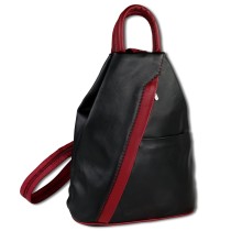 Toscanto Damen Cityrucksack Leder Rucksack Tasche schwarz rot OTT604RD