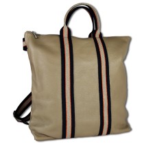 Toscanto Damen Cityrucksack Leder Canvas Tasche taupe blau beige OTT609RC