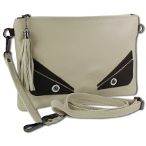 Toscanto Jugend Damen Handgelenktasche Leder Tasche beige weiß schwarz OTT805UW
