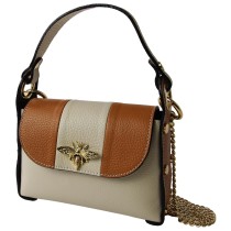 Toscanto Damen Umhängetasche Leder Tasche beige braun OTT833UIC