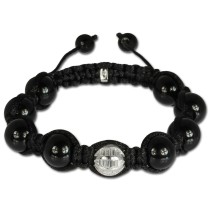 SilberDream Shamballa Armband schwarz 925 Silber Kugel SDA037W