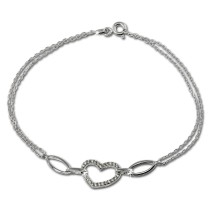 SilberDream Armband Herz Zirkonia weiß 925er Sterling Silber 19cm SDA423W