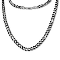 SilberDream Collier Kette Panzer schwarz 925 Silber Damen 45cm SDK21445S