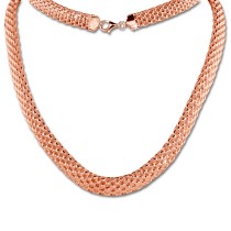 SilberDream Collier Kette Geflecht Rose vergoldet Damen ca. 45cm SDK22045E