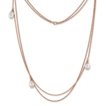 SilberDream Collier Doppel Kette Perlen rose vergoldet 925 Silber 90cm SDK2369E