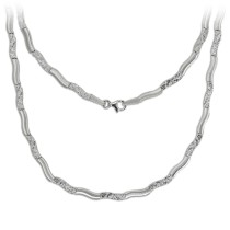 SilberDream Collier Wave 925 Silber gehämmert matt 45cm Kette SDK4792O