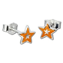 Kinder Ohrring Stern orange Silber Ohrstecker Kinderschmuck TW SDO200O