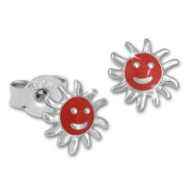 Kinder Ohrring Sonne rot Silber Ohrstecker Kinderschmuck TW SDO201R