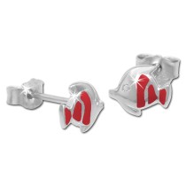 Kinder Ohrring Fisch rot Silber Ohrstecker Kinderschmuck TW SDO204R