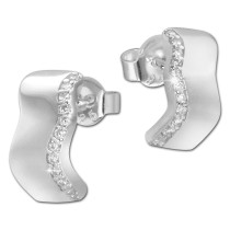SilberDream Ohrstecker Welle Zirkonia weiß 925 Silber Damen Ohrring SDO4275W