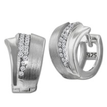 SilberDream Creole Fächer Zirkonia weiß 925 Sterling Silber Damen SDO4368W