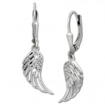 SilberDream Ohrhänger Flügel Zirkonia weiß 925 Silber Ohrring SDO4424W