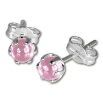 SilberDream Ohrringe Kugel rosa 925 Sterling Silber Ohrstecker SDO533A