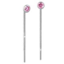 SilberDream Ohrhänger Durchzieher Zirkonia rosa 4mm 925 Silber SDO5964A