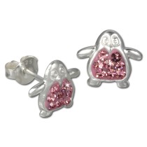 Kinder Ohrring Pinguin rosa Silber Ohrstecker Kinderschmuck TW SDO8004A