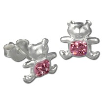 Kinder Ohrring Teddy rosa Silber Ohrstecker Kinderschmuck TW SDO8007A