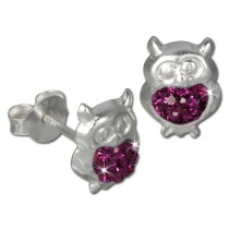 Kinder Ohrring Eule fuchsia Silber Ohrstecker Kinderschmuck TW SDO8009P