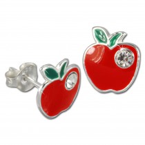 Kinder Ohrring Apfel rot Silber Ohrstecker Kinderschmuck TW SDO8110R