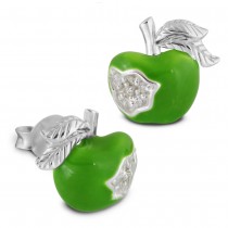 Kinder Ohrring Apfel grün Silber Ohrstecker Kinderschmuck TW SDO8116L