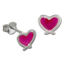 Kinder Ohrring Herz pink Silber Ohrstecker Kinderschmuck TW SDO8120P