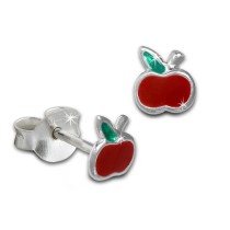 Kinder Ohrring kleiner Apfel rot Ohrstecker 925 Kinderschmuck TW SDO8131R