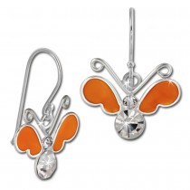 Kinder Ohrring 3D Schmetterling orange Ohrhänger 925 Kinderschmuck TW SDO8140O