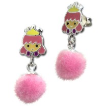 Kinder Ohrring Prinzessin Puschel rosa Ohrstecker 925 Silber SDO8555A