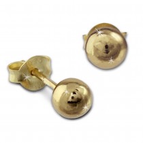 SilberDream Ohrstecker vergoldet Kugel glänzend 925er Ohrring SDO9505Y