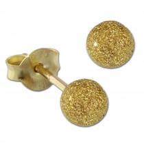 SilberDream Ohrstecker vergoldet Kugel 4mm diamantiert 925er Ohrring SDO9514Y