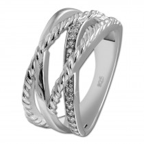 SilberDream Ring Bandring gedreht Zirkonia weiß Gr.54 aus 925er Silber SDR411W54