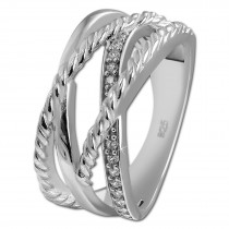 SilberDream Ring Bandring gedreht Zirkonia weiß Gr.58 aus 925er Silber SDR411W58