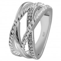 SilberDream Ring Bandring gedreht Zirkonia weiß Gr.60 aus 925er Silber SDR411W60