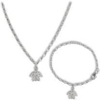 Teenie-Weenie Kinder Schmuck Set Engel Zirkonia weiß 925 Silber SDS19W